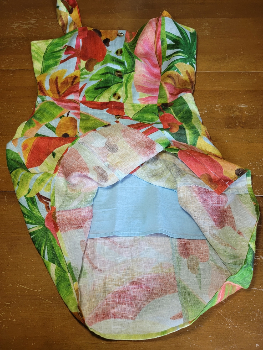 Anthropologie Farm Rio Nisa Linen Mini Dress Tropical Sz S EUC - Picture 11 of 16